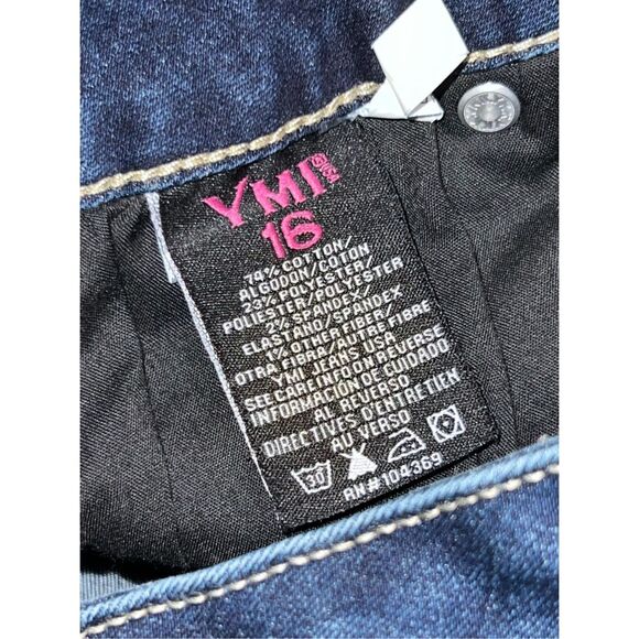YMI Jeans High Rise Dark Wash Cuffed Denim Shorts Size 16 #137 - Picture 4 of 5